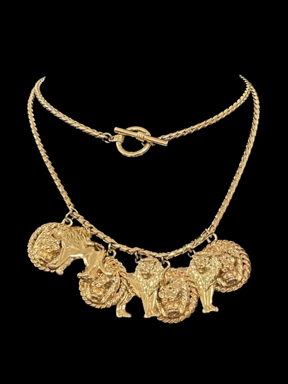 Vintage Anne Klein Gold Lion Charm Necklace - Women Jewelry